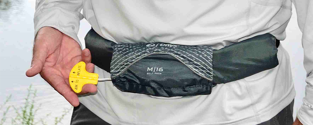 Onyx M-16 Manual Inflatable Belt Pack Life Jacket Paddle Board Canoe Grey PFD 